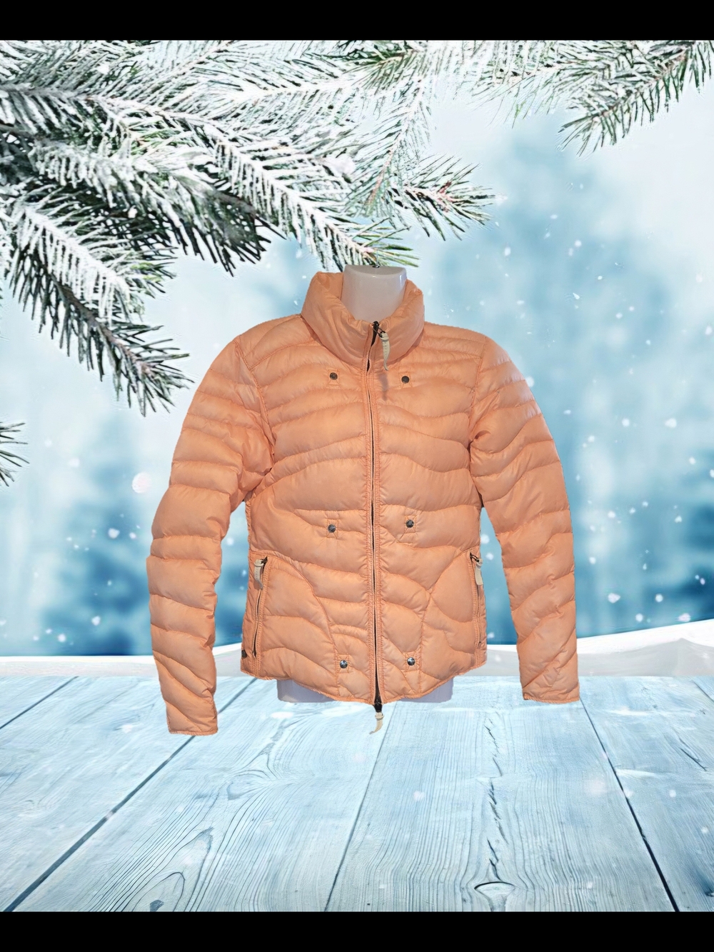KRU Japanese Vintage Down Jacket – Peach Orange – Size XS